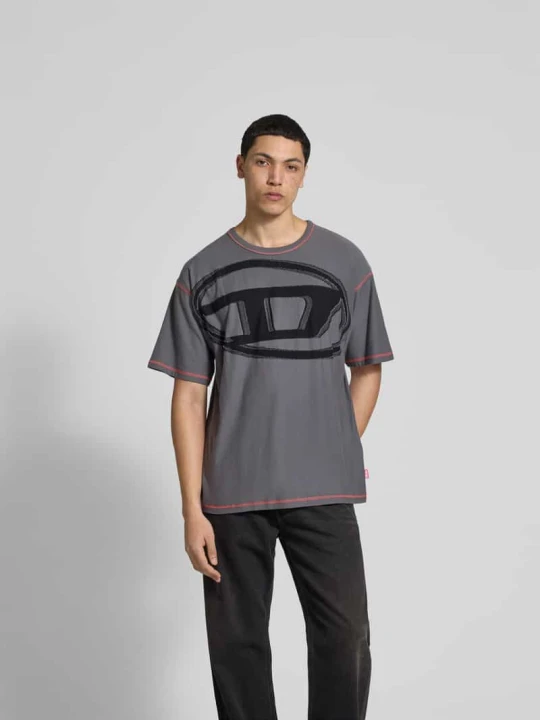 Zdjęcie produktu T-shirt z detalem z logo Diesel Grafitowy