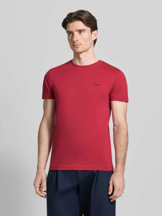 Zdjęcie produktu t-shirt z detalem z logo Gant Czerwony