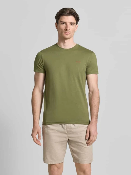 Zdjęcie produktu t-shirt z detalem z logo Gant Oliwkowy