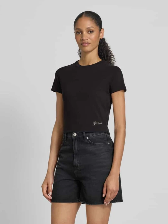 Zdjęcie produktu T-shirt z detalem z logo Guess Czarny