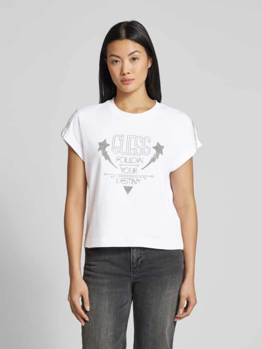 Zdjęcie produktu T-shirt z detalem z logo Guess Biały