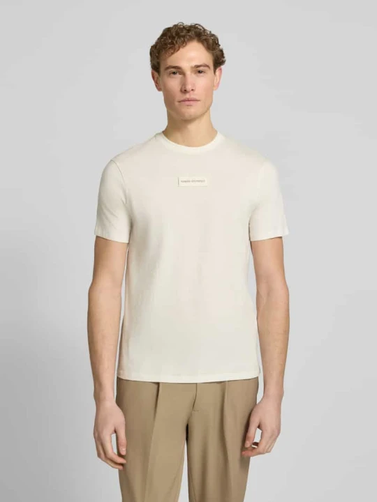 Zdjęcie produktu T-shirt z detalem z logo i okrągłym dekoltem Armani Exchange Złamany biały