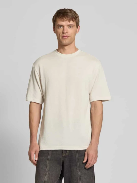 Zdjęcie produktu T-shirt z detalem z logo i okrągłym dekoltem REVIEW Écru