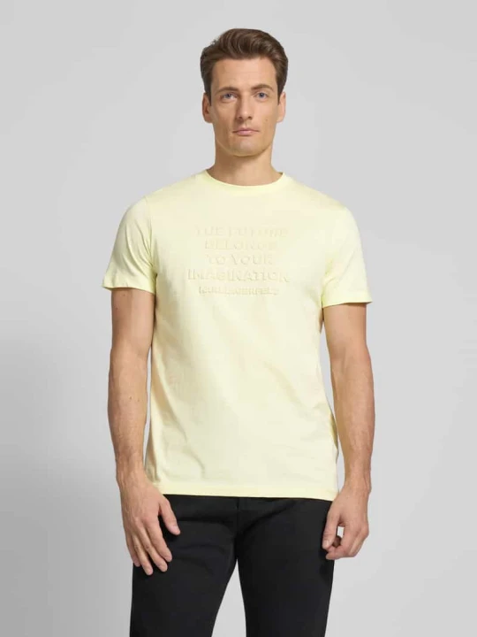 Zdjęcie produktu T-shirt z detalem z logo KARL LAGERFELD Jasnożółty