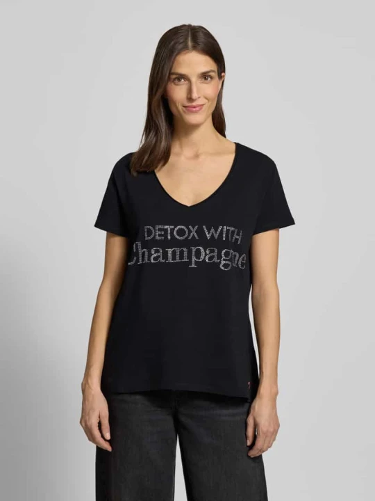Zdjęcie produktu t-shirt z detalem z logo Miss Goodlife Czarny