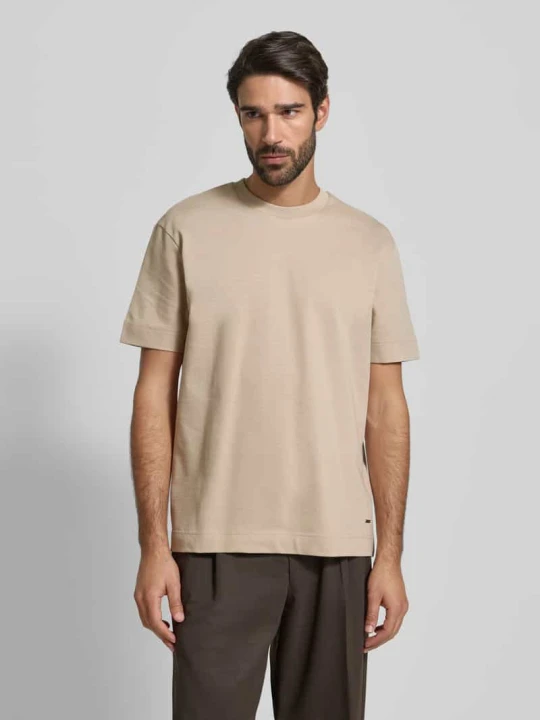 Zdjęcie produktu T-shirt z detalem z logo model ‘Achilleas’ JOOP! Piaskowy