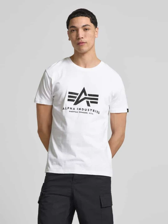 Zdjęcie produktu T-shirt z detalem z logo model 'Basic' Alpha Industries Biały