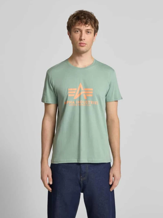 Zdjęcie produktu T-shirt z detalem z logo model 'BASIC' Alpha Industries Limonkowy