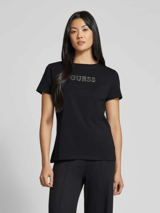 Zdjęcie produktu T-shirt z detalem z logo model ‘BRIANA’ Guess Czarny