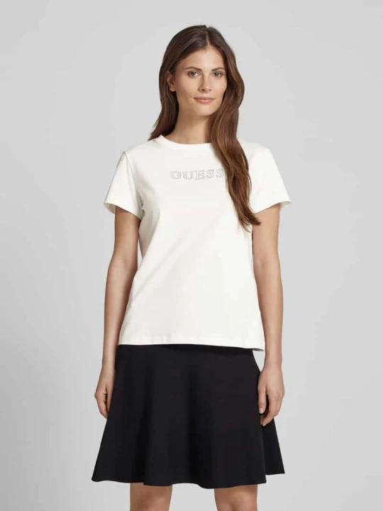 Zdjęcie produktu T-shirt z detalem z logo model ‘BRIANA’ Guess Złamany biały