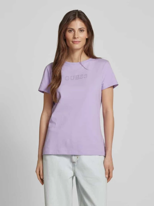 Zdjęcie produktu T-shirt z detalem z logo model ‘BRIANA’ Guess Jasnofioletowy