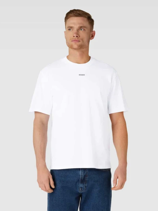 Zdjęcie produktu T-shirt o normalnym kroju z nadrukiem z logo Hugo Biały