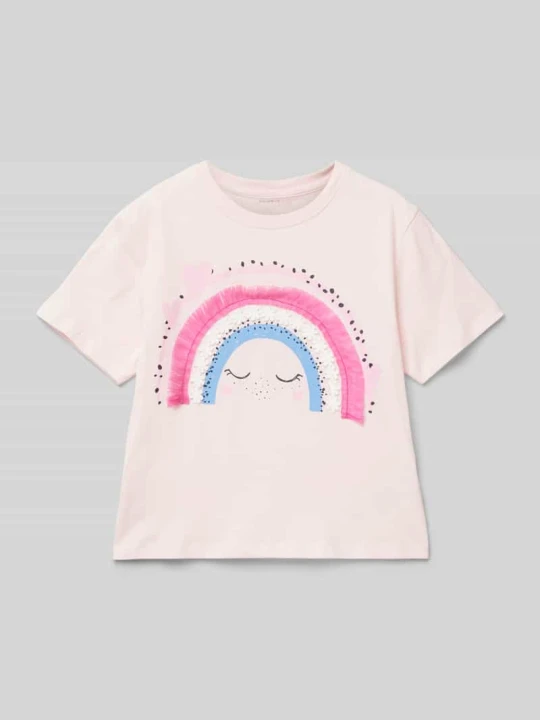 Zdjęcie produktu T-shirt z detalem z logo model ‘DITTO’ NAME IT Różowy