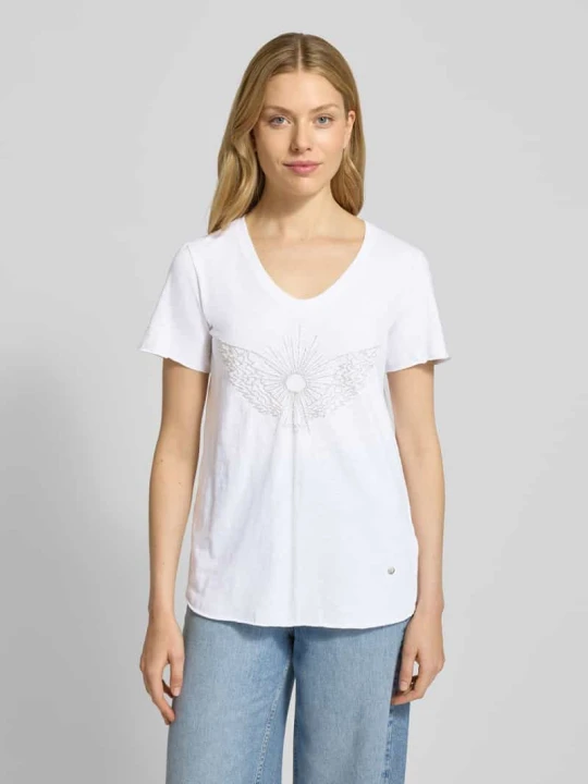 Zdjęcie produktu T-shirt z detalem z logo model ‘Gethi’ MOS MOSH Biały