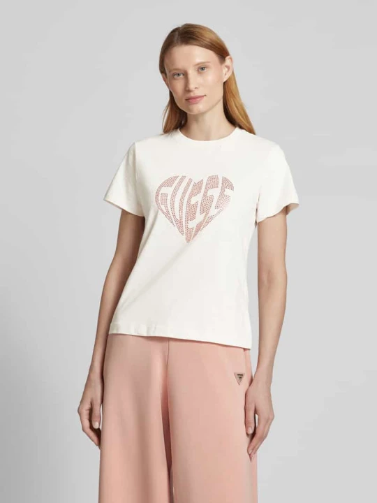 Zdjęcie produktu T-shirt z detalem z logo model ‘JULIA’ Guess Écru