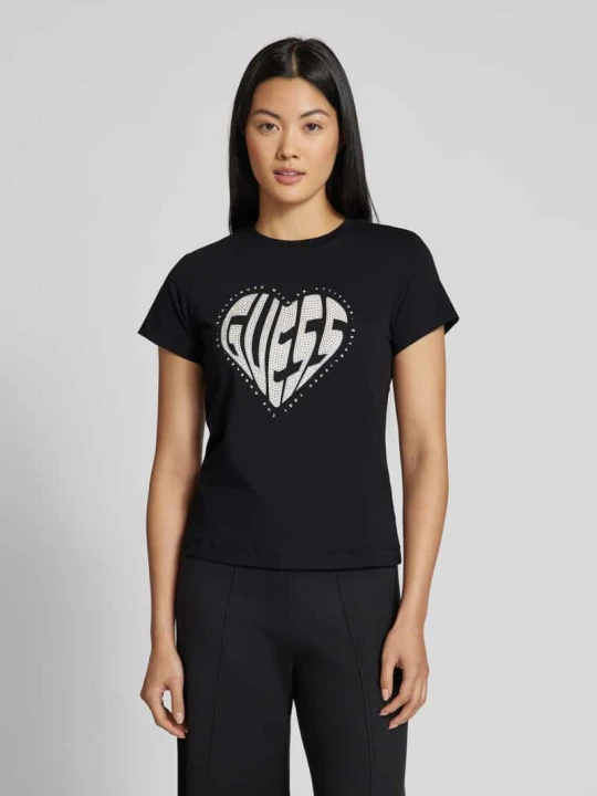 Zdjęcie produktu T-shirt z detalem z logo model ‘JULIA’ Guess Czarny