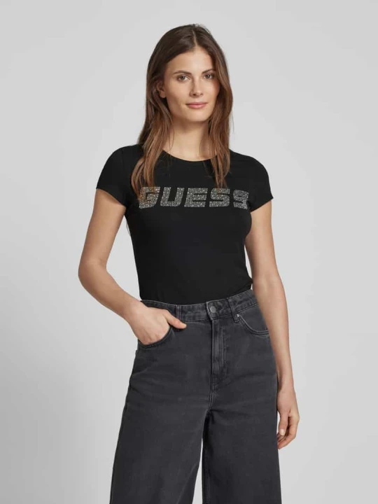 Zdjęcie produktu T-shirt z detalem z logo model ‘KIARA’ Guess Czarny