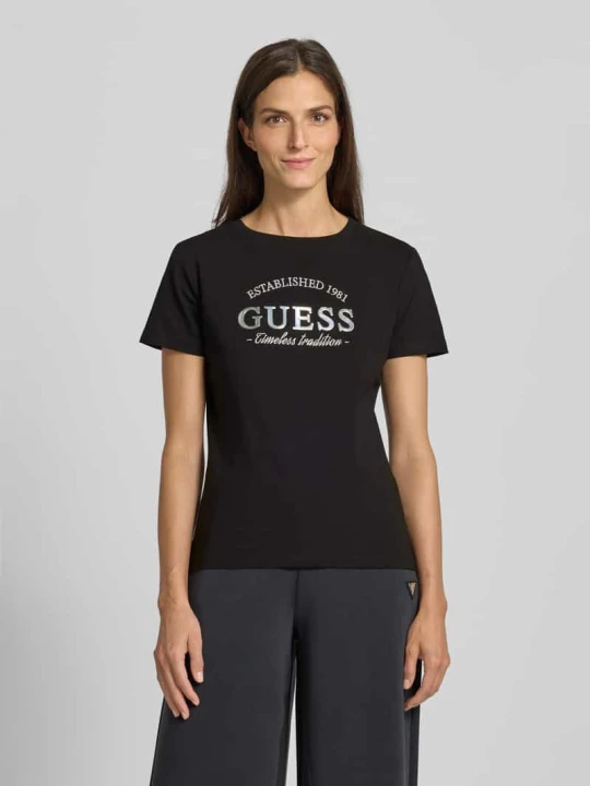 Zdjęcie produktu T-shirt z detalem z logo model ‘NINA’ Guess Czarny