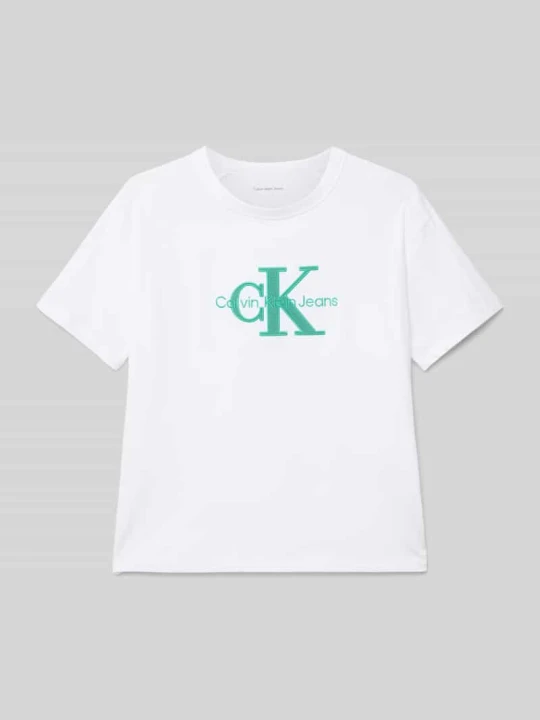 Zdjęcie produktu T-shirt z detalem z logo model ‘OTTOMAN’ Calvin Klein Jeans Biały