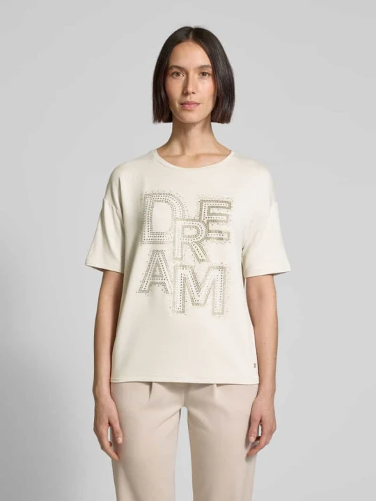 Zdjęcie produktu T-shirt z detalem z logo Monari Beżowy