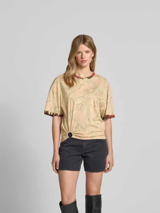 Zdjęcie produktu T-shirt z detalem z logo Paco Rabanne Beżowy