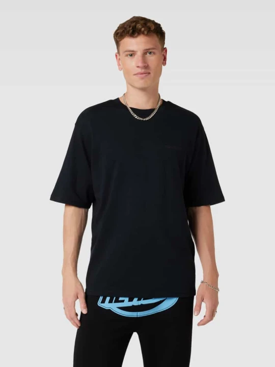 Zdjęcie produktu T-shirt z detalem z logo REVIEW Czarny