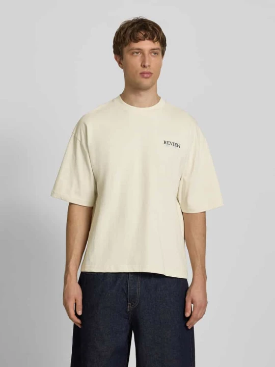 Zdjęcie produktu t-shirt z detalem z logo REVIEW Écru