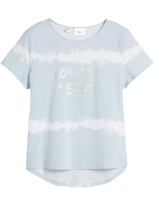 Zdjęcie produktu T-shirt z dłuższym tyłem z czystej bawełny organicznej BonPrix niebieski