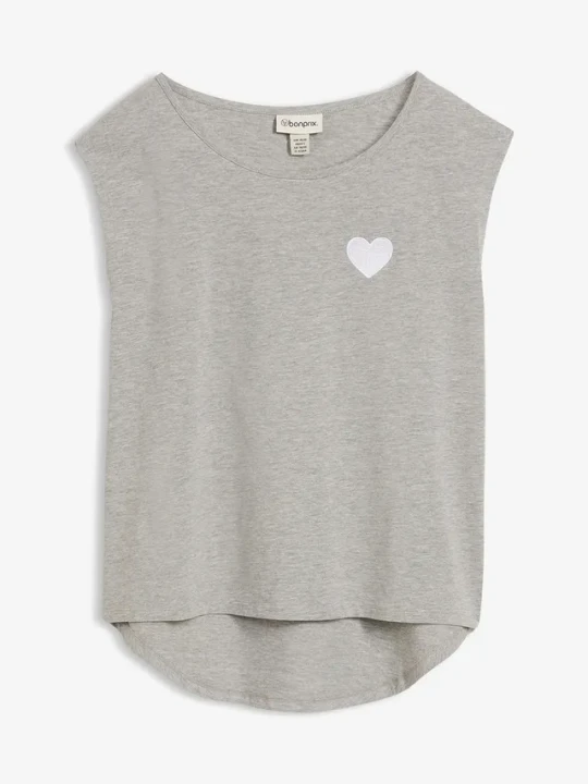 Zdjęcie produktu T-shirt z dłuższym tyłem, z lejącej mieszanki wiskozy BonPrix szary