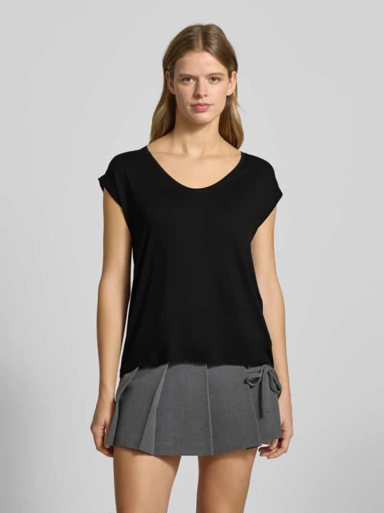 Zdjęcie produktu T-shirt z dodatkiem streczu model ‘Billo’ Pieces Czarny