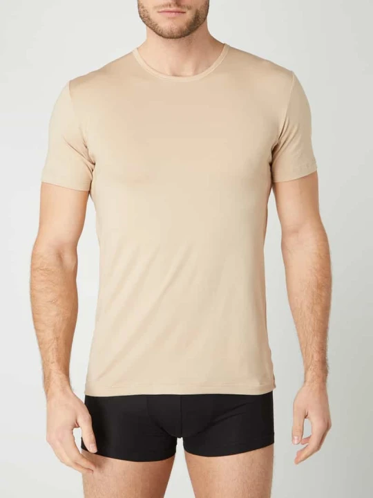 Zdjęcie produktu T-shirt z dodatkiem streczu model ‘Das Drunterhemd’ Mey Écru