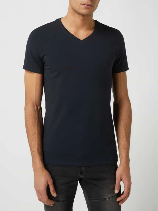 Zdjęcie produktu T-shirt z dodatkiem streczu model 'Lincoln' Casual Friday Granatowy