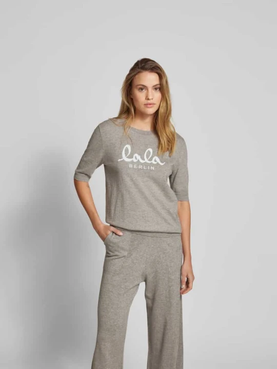 Zdjęcie produktu T-shirt z dodatkiem wełny lala Berlin Średnioszary