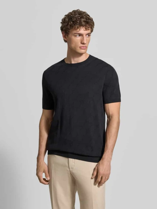 Zdjęcie produktu t-shirt z dodatkiem wiskozy i okrągłym dekoltem model 'Ravao' JOOP! Czarny