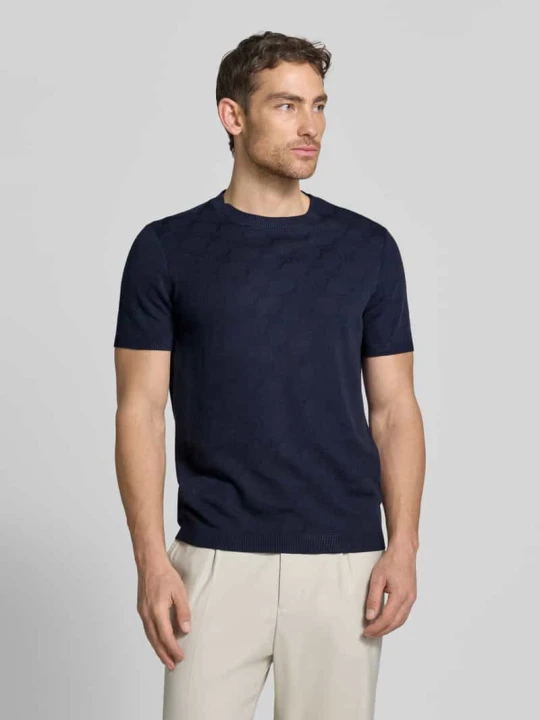 Zdjęcie produktu t-shirt z dodatkiem wiskozy i okrągłym dekoltem model 'Ravao' JOOP! Granatowy