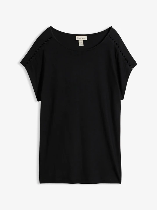 Zdjęcie produktu T-shirt z drabinkową koronką BonPrix czarny