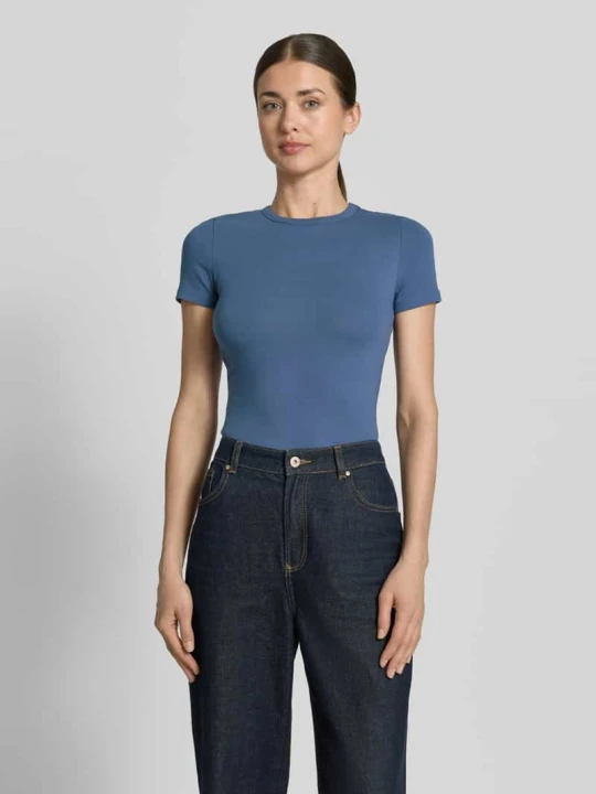 Zdjęcie produktu t-shirt z drobnym prążkowaniem i okrągłym dekoltem Jake*s Jeansowy niebieski