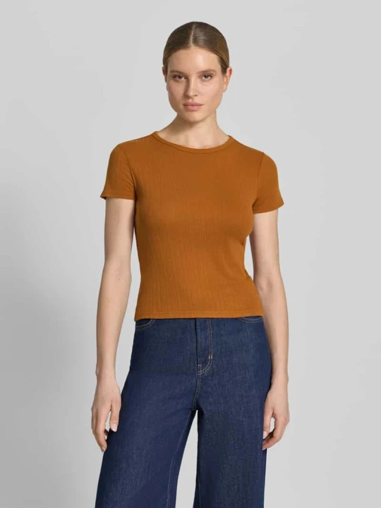 Zdjęcie produktu t-shirt z dzianiny o wzorze pointelle z okrągłym dekoltem Jake*s Camel