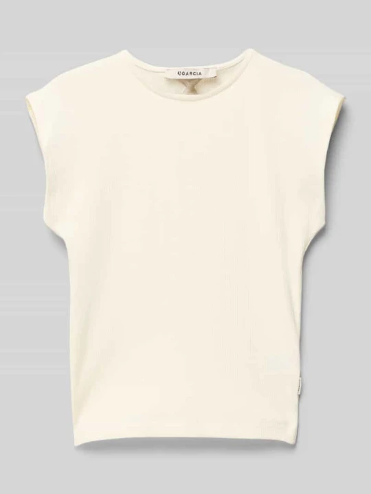Zdjęcie produktu T-shirt z efektem prążkowania Garcia Biały