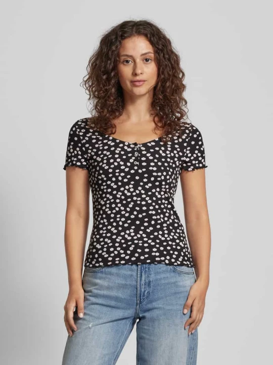Zdjęcie produktu T-shirt z efektem prążkowania Tom Tailor Czarny