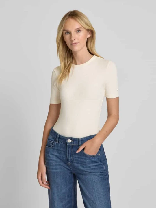 Zdjęcie produktu T-shirt z efektem prążkowania Tommy Hilfiger Écru