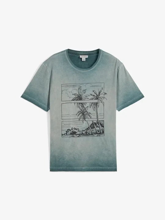 Zdjęcie produktu T-shirt z efektem wytarcia, z bawełny organicznej BonPrix zielony