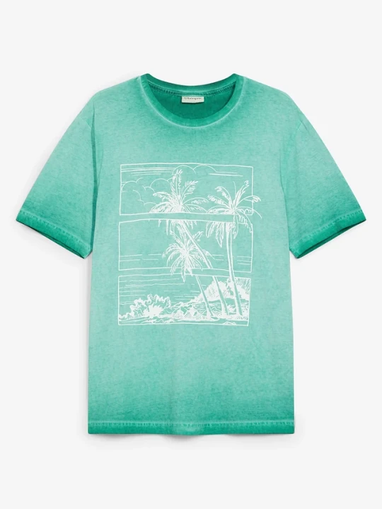 Zdjęcie produktu T-shirt z efektem wytarcia, z bawełny organicznej BonPrix zielony