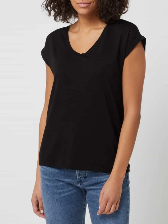 Zdjęcie produktu T-shirt z efektowną przędzą model ‘Billo’ Pieces Czarny