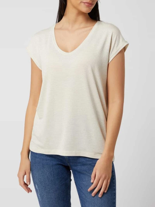 Zdjęcie produktu T-shirt z efektowną przędzą model ‘Billo’ Pieces Biały