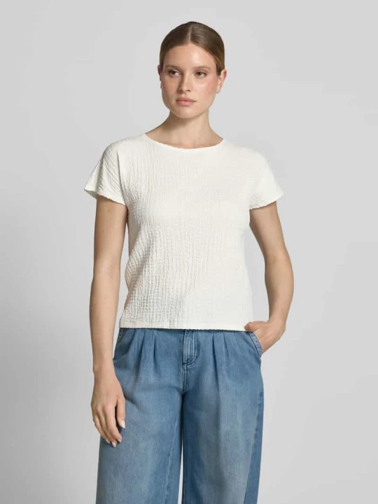 Zdjęcie produktu t-shirt z fakturowanym wzorem i okrągłym dekoltem Betty Barclay Złamany biały