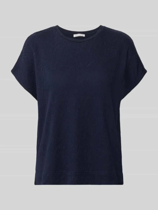 Zdjęcie produktu t-shirt z fakturowanym wzorem i okrągłym dekoltem Christian Berg Ciemnoniebieski