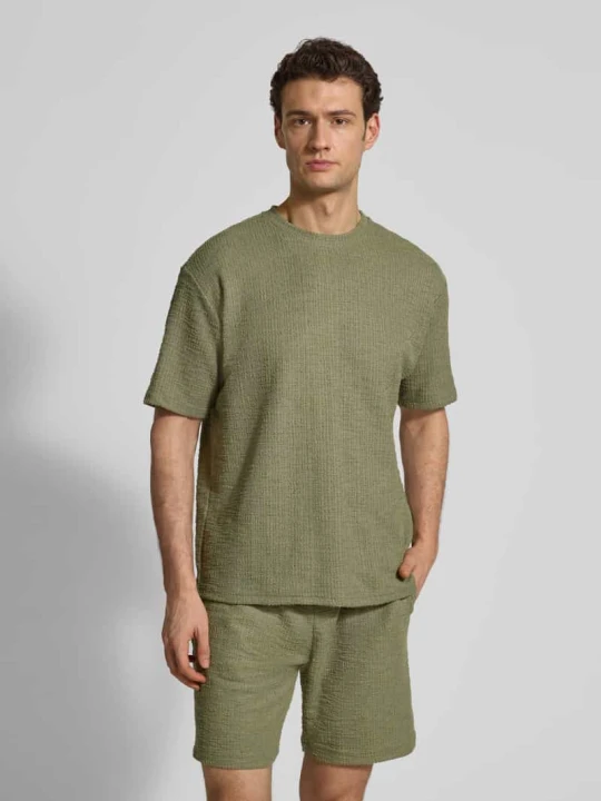 Zdjęcie produktu t-shirt z fakturowanym wzorem i okrągłym dekoltem MCNEAL Limonkowy