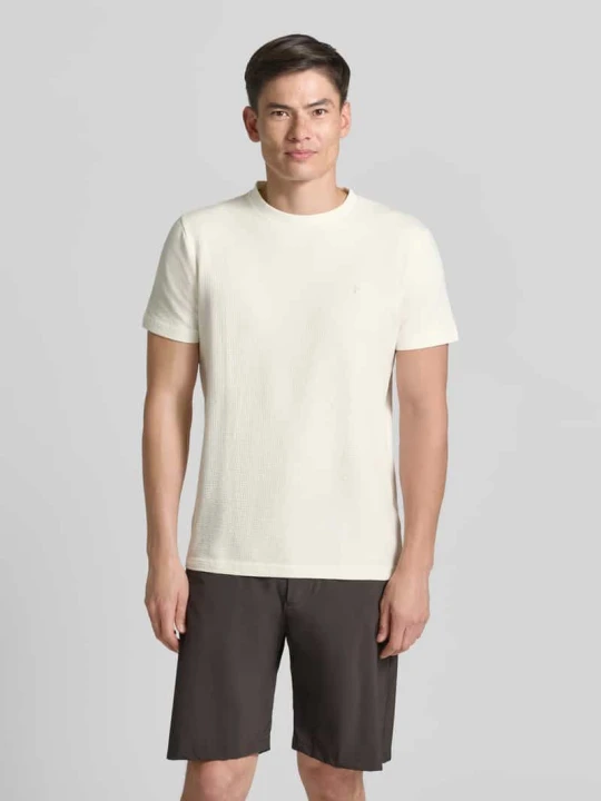 Zdjęcie produktu t-shirt z fakturowanym wzorem i wyhaftowanym logo Lerros Biały