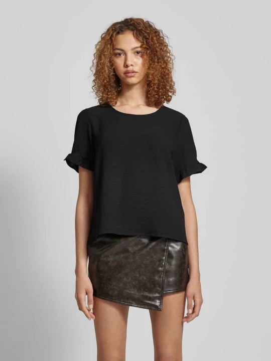 Zdjęcie produktu T-shirt z fakturowanym wzorem model ‘ARIANNA’ Pieces Czarny